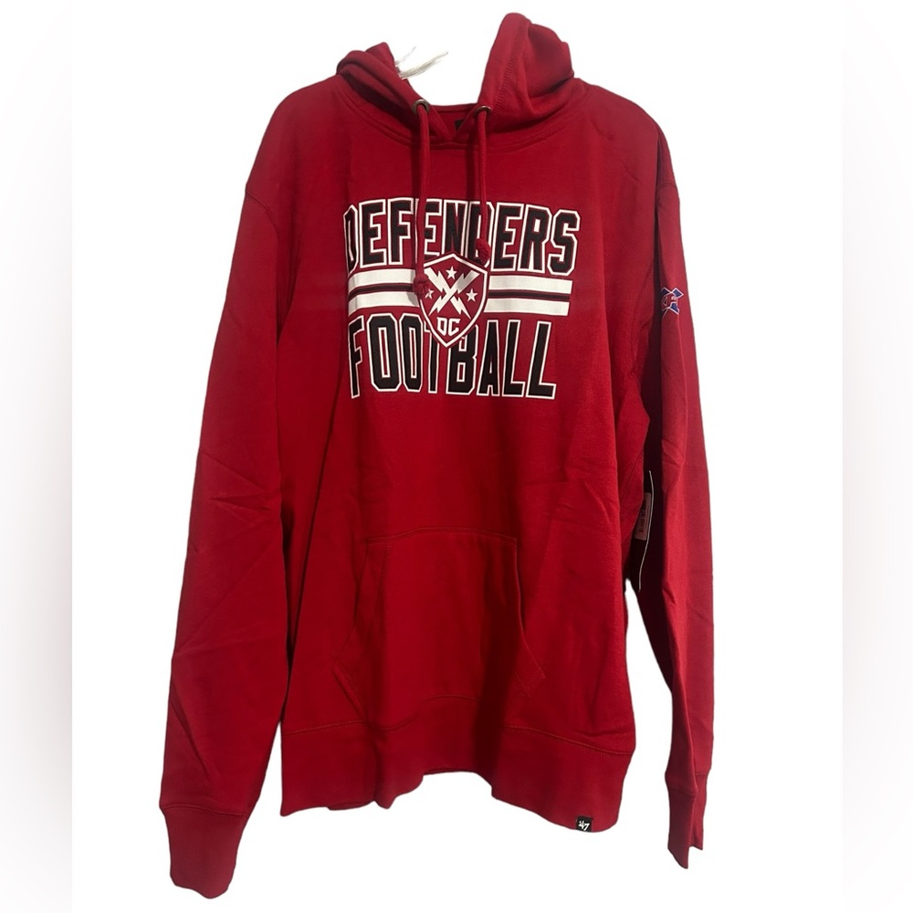 XFL DC Defenders Red Kangaroo Pocket Sweatshirt Hoodie NWT Size XXL - Picture 1 of 9